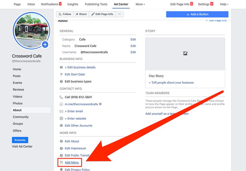 facebook share pdf via add menu option
