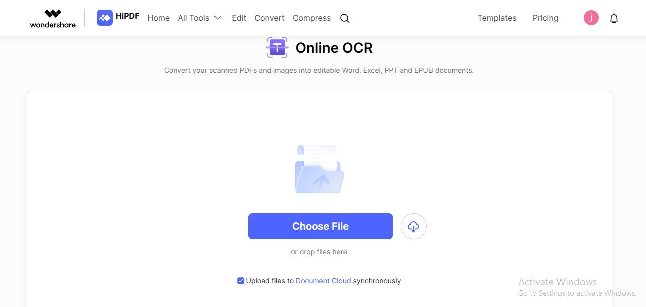 choose file for ocr hipdf