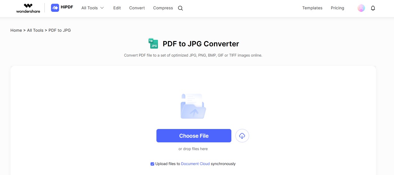 upload pdf in pdf to jpg converter