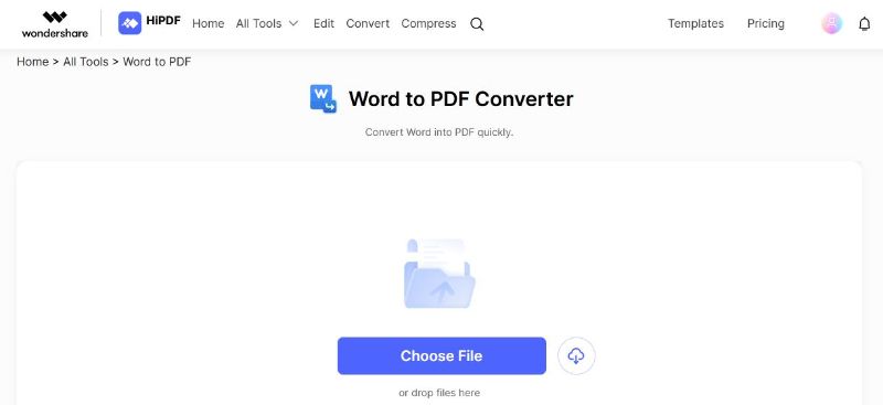 upload file in hipdf pdf maker