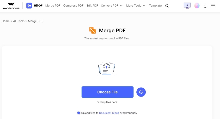 merge pdf page of hipdf