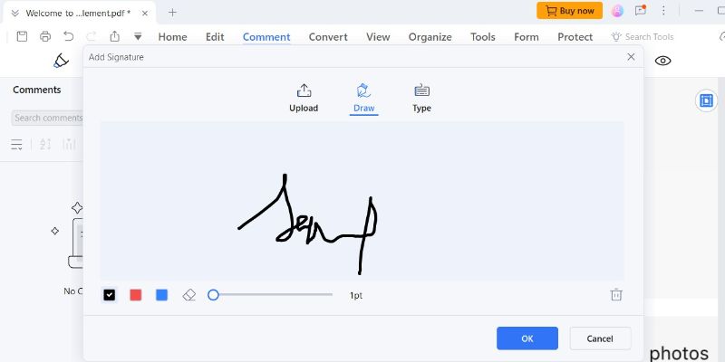 draw signature in pdfelement