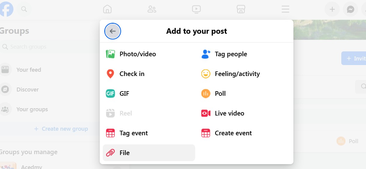 post file option in facebook group