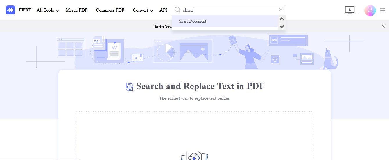 share document feature of hipdf