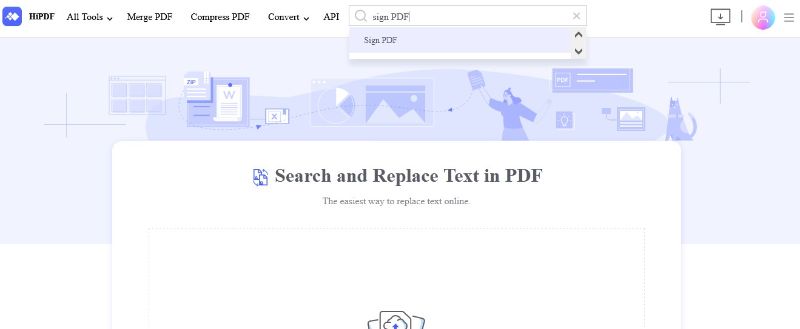 access hipdf sign pdf tool