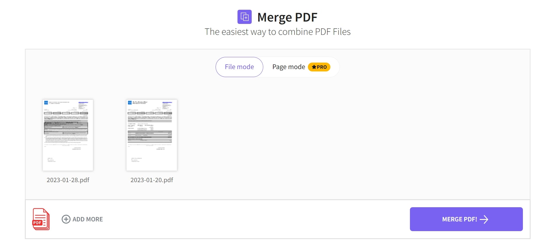 merging different documents on smallpdf
