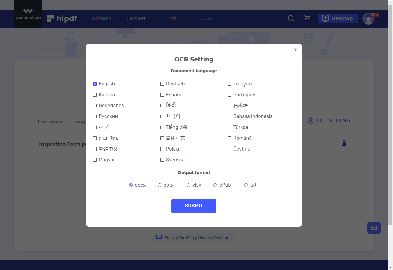 ocr settings