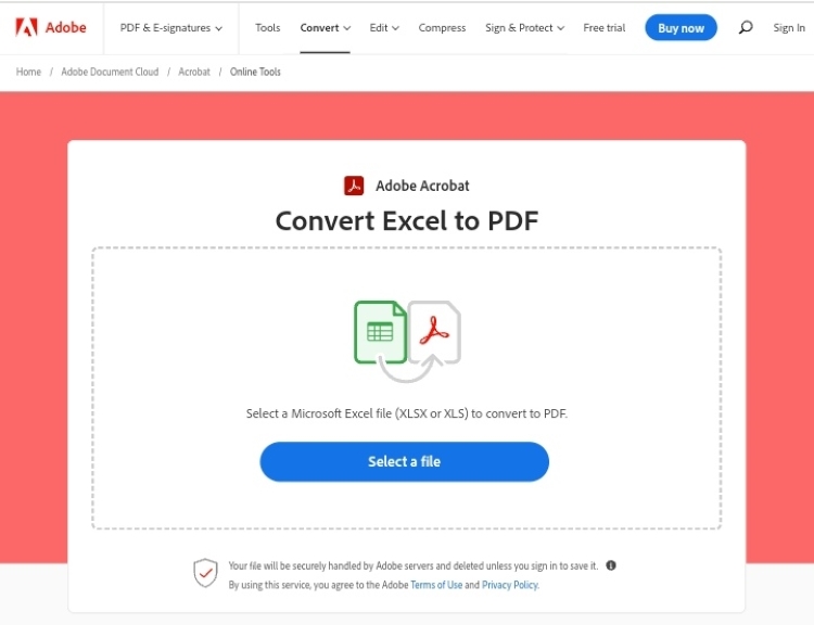 adobe xlxs to pdf converter online