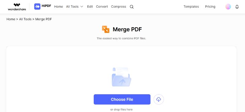 choose file in the merge pdf
