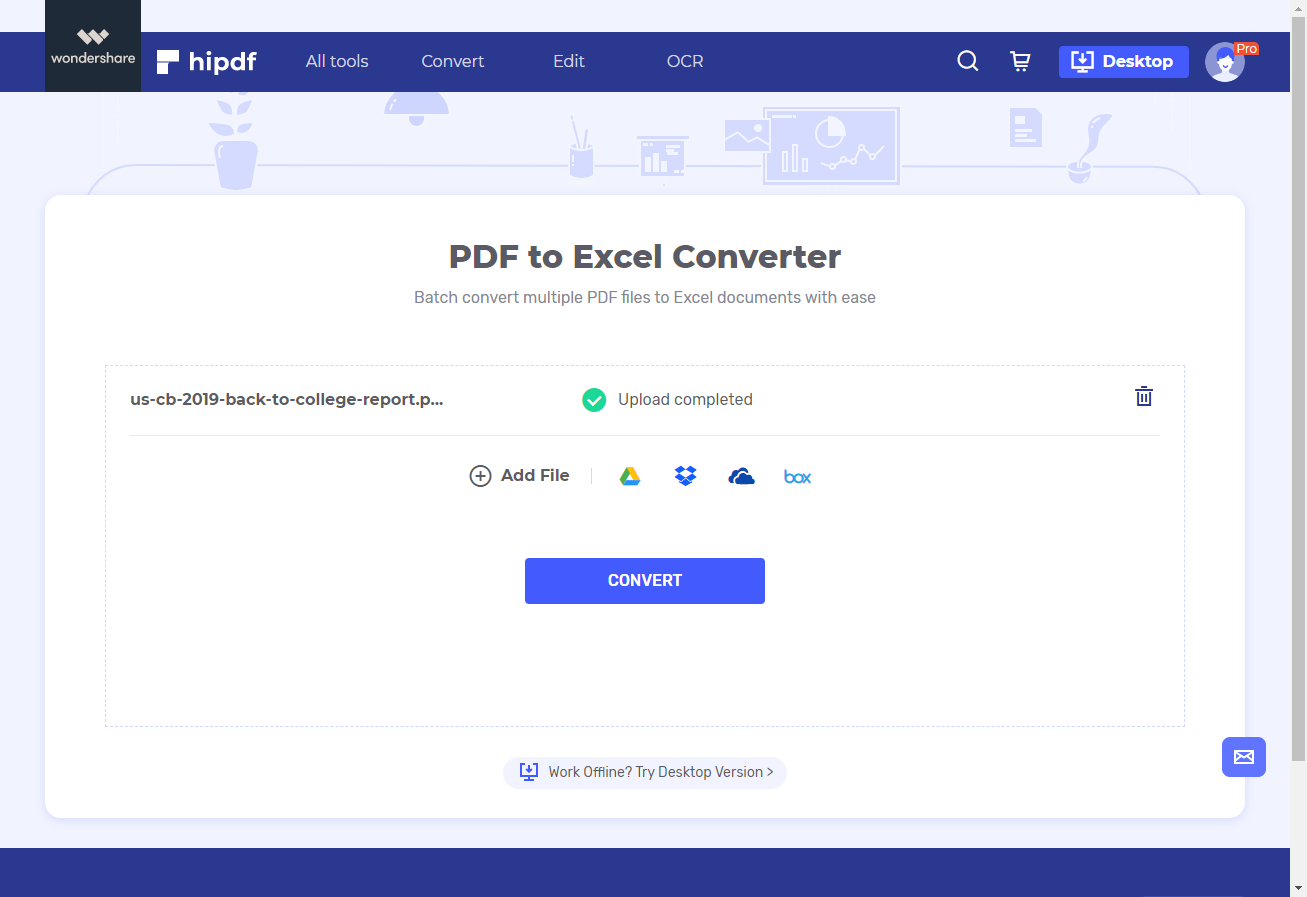 pdf to excel converter online in one sheet