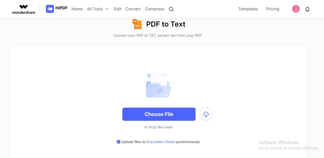 upload pdf file for conversion hipdf