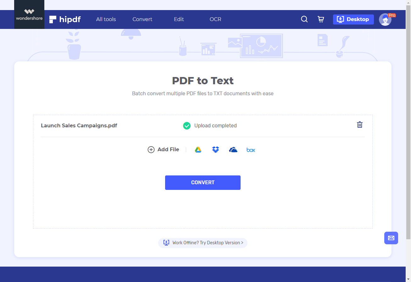 upload pdf to text