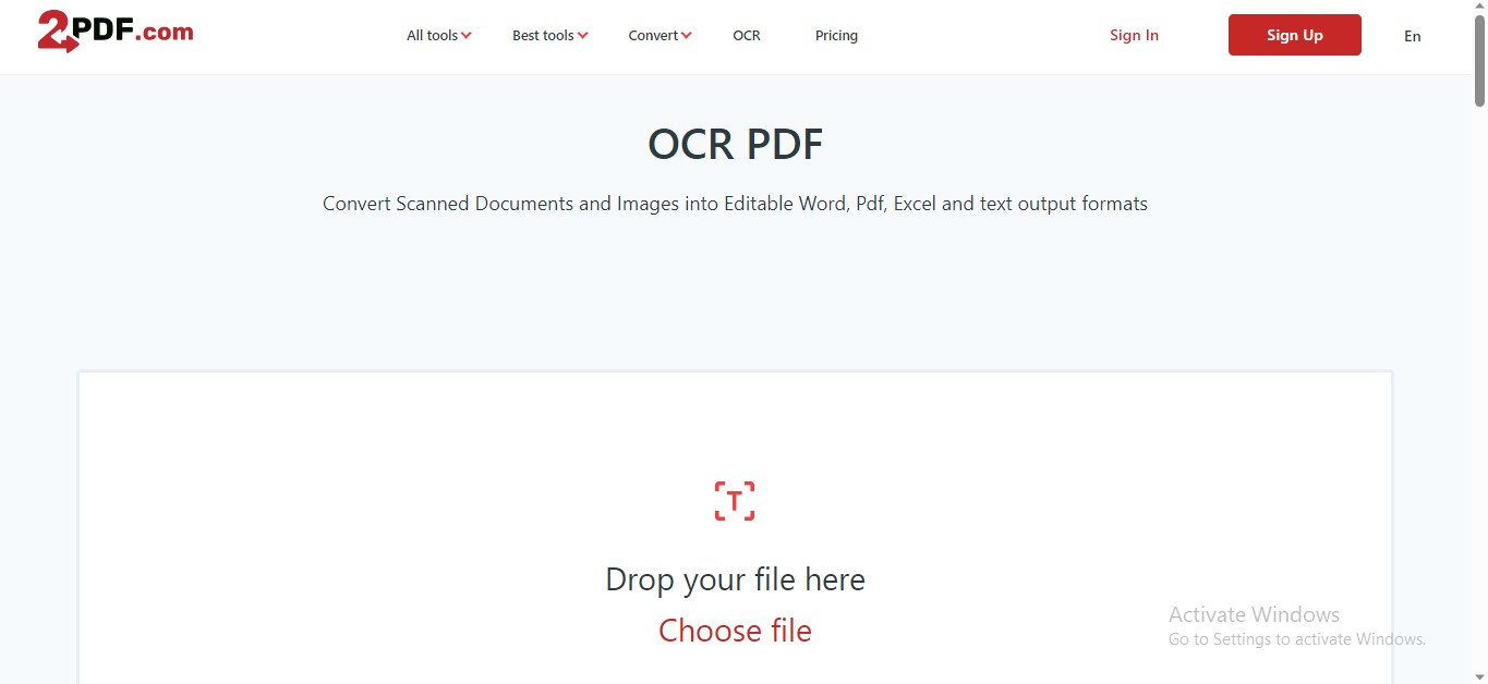 2pdfcom online ocr tool