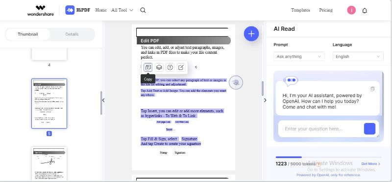 copy text ai read hipdf