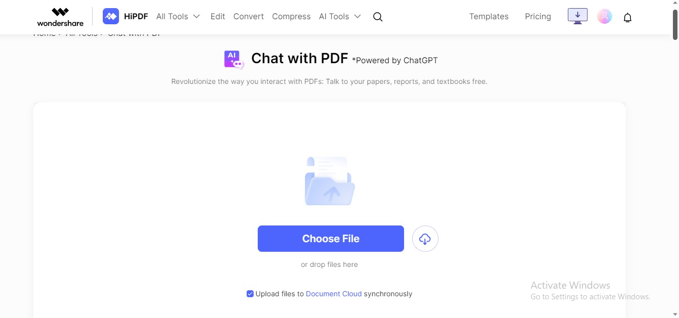 hipdf chat pdf tool