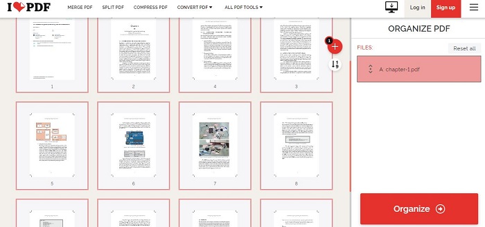 ilovepdf apply organize page