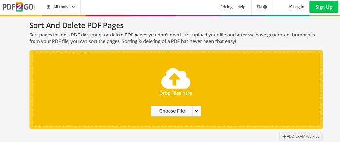 pdf2go online tool