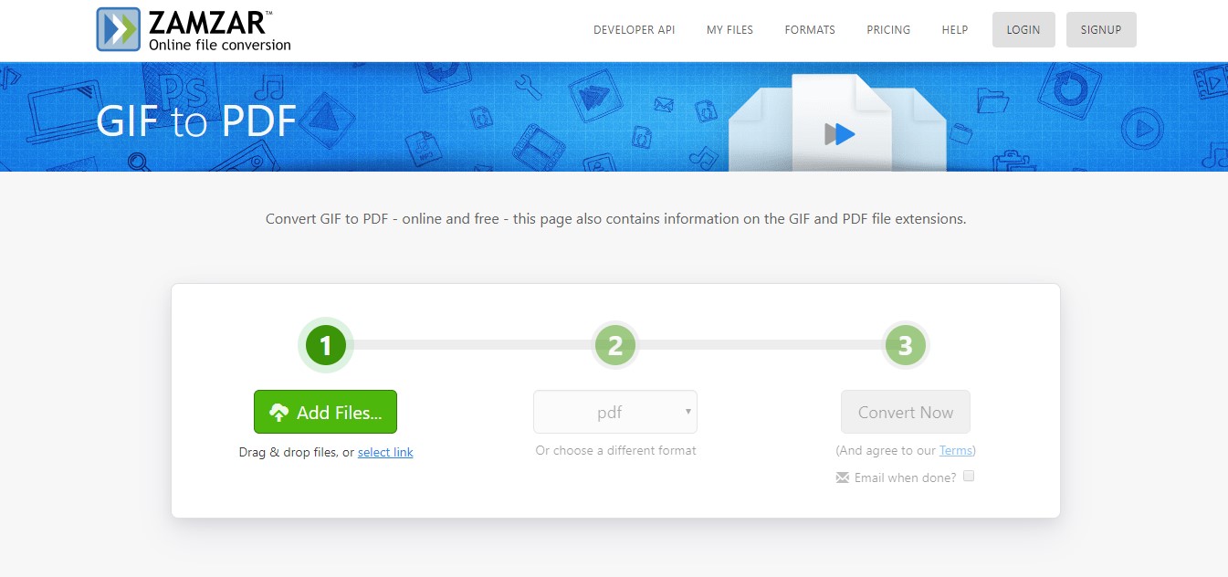zamzar gif to pdf converter online