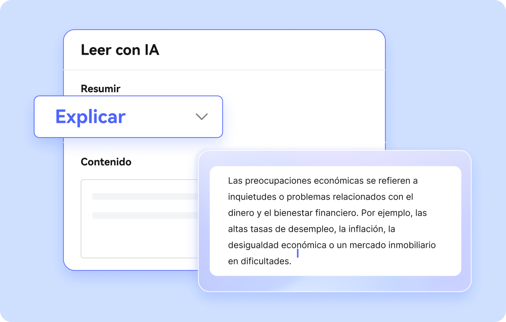 Lector de PDF con IA explicando términos y ecuaciones de un documento